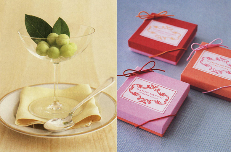 Martha Stewart Weddings Frozen Grapes Glass and Martha Stewart Weddings and Party Favor Boxes