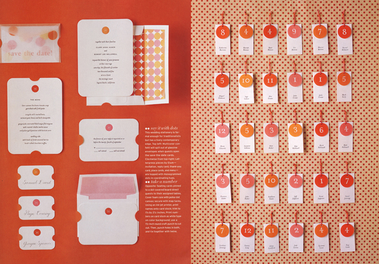 Martha Stewart Weddings Polka Dot Stationery Invitations and Martha Stewart Weddings Polka Dot Seating Cards 