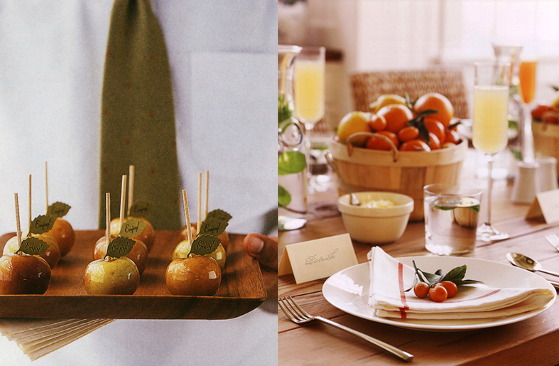 Martha Stewart Weddings Caramel Apples Wedding and Party Favors and Williams Sonoma Citrus Brunch Tablesetting
