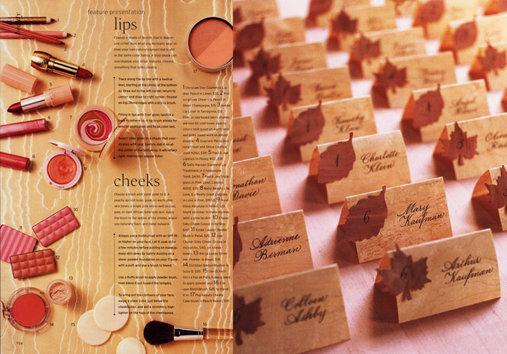 Martha Stewart Weddings Wedding Makeup and Martha Stewart Weddings Wooden Leaf Fall Autumn Placecards and Seating Cards